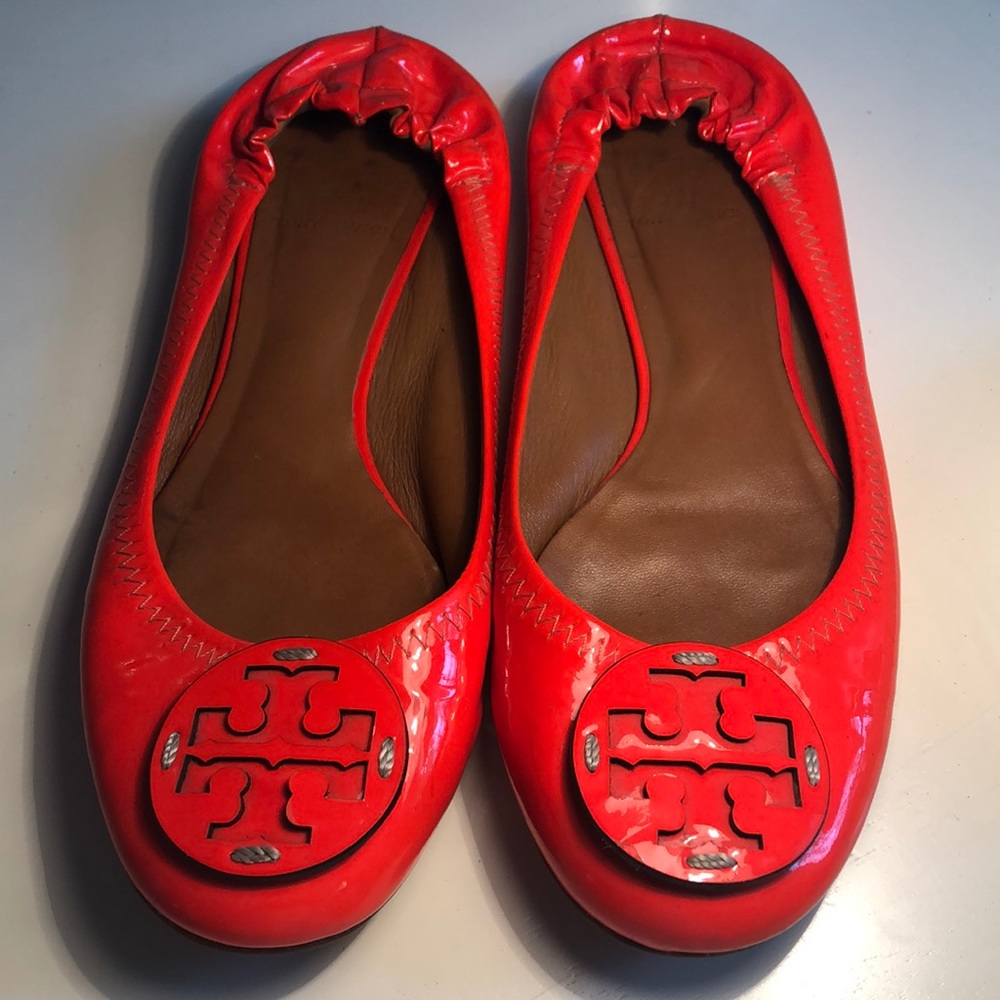 Tory Burch neon orange ballet flats